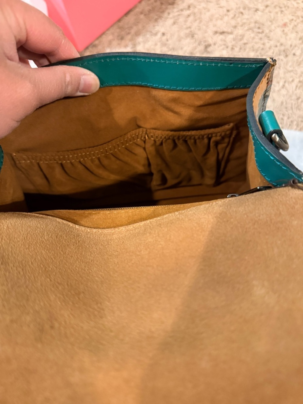 Patricia Nash Top-Handle Bag in Teal & Mustard with Detachable Strap - Picture 8 of 12